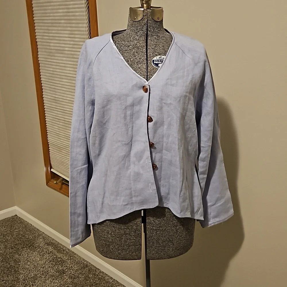 Vintage Tea & Scones hi-low linen jacket